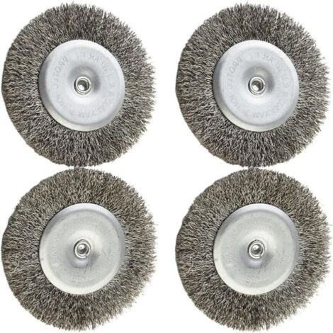 Brosse métallique rotative acier inoxydable - Lot de 4, diamètre 100 mm, pour perceuse, décapage rouille et peinture