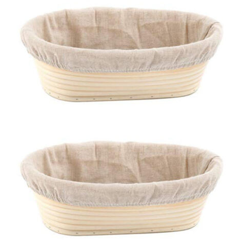 Ensemble de bannetons en rotin BakeCraft - 2 paniers de fermentation ronds de 23 cm (9 pouces) pour le levain avec doublure en lin, bols à pâte en rotin naturel indonésien faits à la main