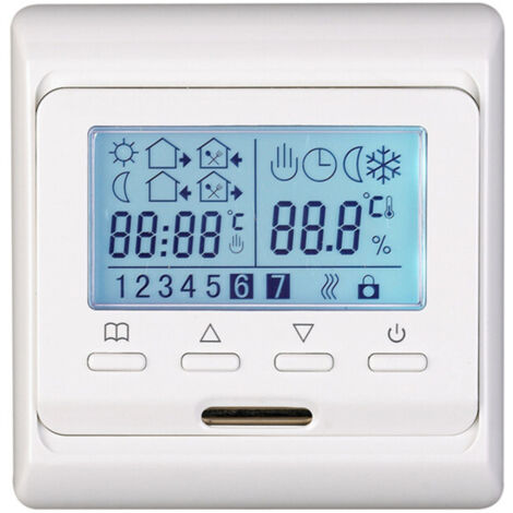 Thermostat programmable 7 jours 220/230 V avec écran LCD, panneau de commande numérique LCD pour chauffage au sol par rayonnement, 16 A.