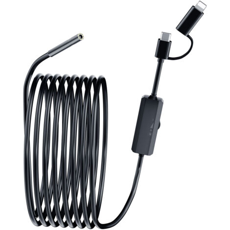 Caméra endoscopique HD 1920p avec lumière, endoscope d'inspection étanche IP67 de 8 mm avec 8 LED réglables, caméra serpent semi-rigide de 10 m pour iOS et Android, caméra d'inspection de canalisation (1/5)