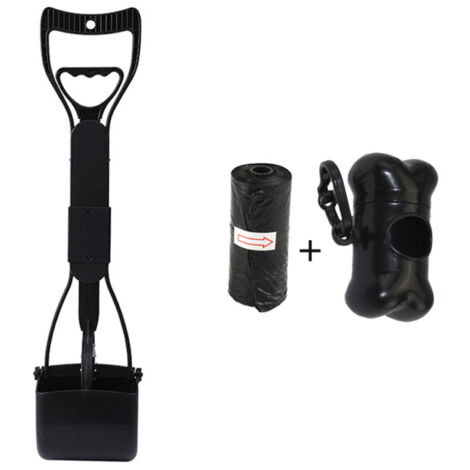 Pelle à déjections canines pliable 45cm – Ramasse-crottes ergonomique avec double ressort – Sacs et boîte inclus (1/5)