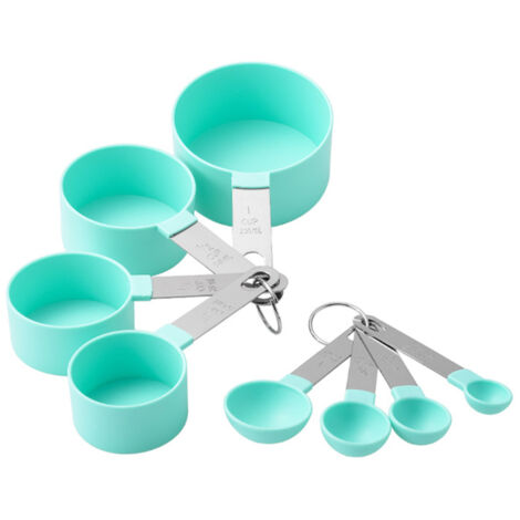 Ensemble de 8 cuillères et tasses à mesurer pour ingrédients secs et liquides, ustensiles de cuisine en acier inoxydable résistant à la chaleur, accessoires de cuisine (1/5)
