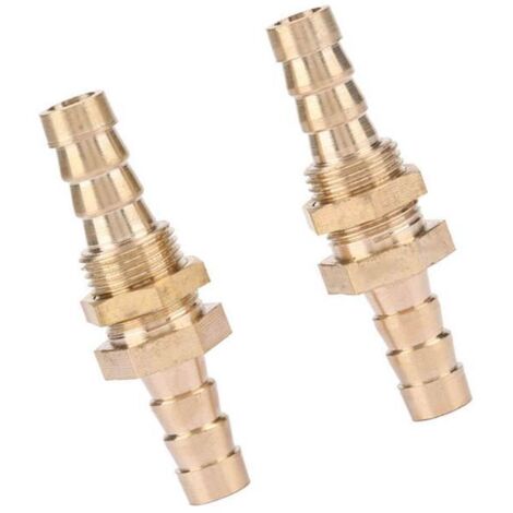 2 pièces Raccord de tuyauterie en laiton à embout cannelé pour cloison, adaptateur de connecteur (6 mm) (1/5)