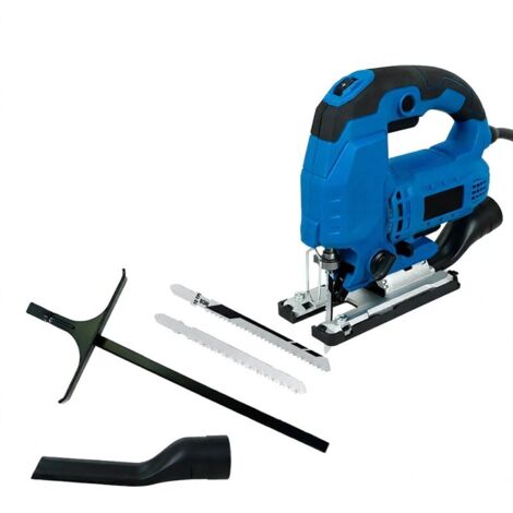 Scie sauteuse électrique, robuste, 710 W, 6 A, 3100 courses/min, outil de coupe filaire pour bois, métal et plastique, 2 lames, bleue, conforme aux normes UE (1/5)