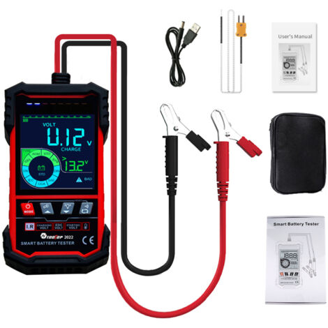 Testeur de batterie intelligent TOOLTOP – écran couleur 3,2", sélection auto 12/24 V, test démarrage et charge, éclairage LED (1/5)