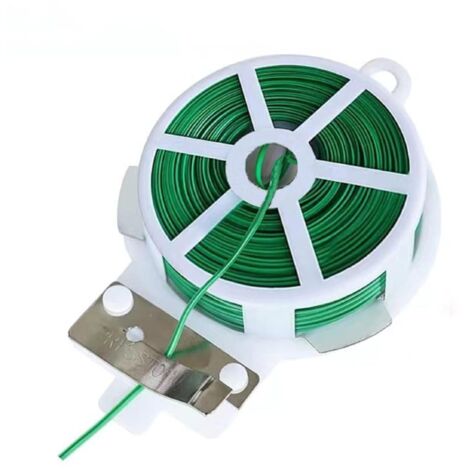 Sangle rotative pour plantes de jardin, 100 m, réutilisable, avec coupe-fil intégré, verte.