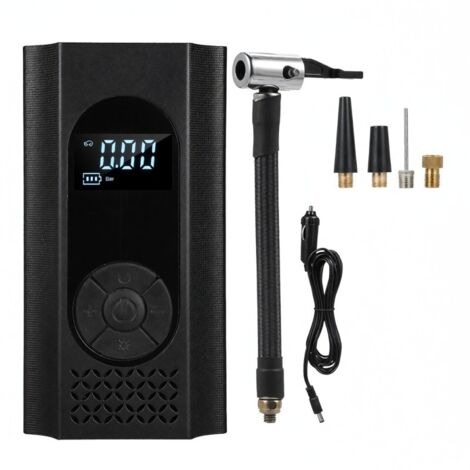 Gonfleur de pneus portable 150 PSI – compresseur d'air avec manomètre numérique, pompe pour voiture, moto, vélo, LED multimode