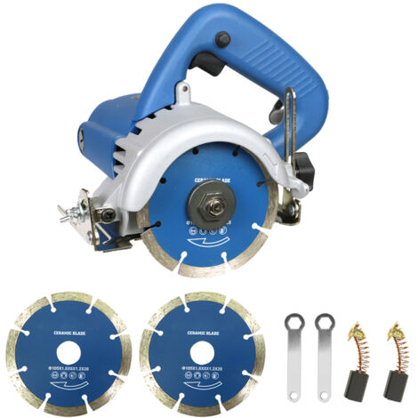Scie à carrelage électrique 1200 W pour marbre et maçonnerie. Réglage de la profondeur de coupe : biseau de 0 à 45° et profondeur de coupe de 0 à 32°. Convient également à la découpe de carrelage et d (1/5)