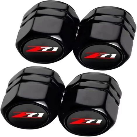 Bouchons de valve de pneu compatibles avec les modèles Chevy Z71. Accessoires universels pour voitures, SUV, camions et motos. Lot de 4 (noir). (1/4)