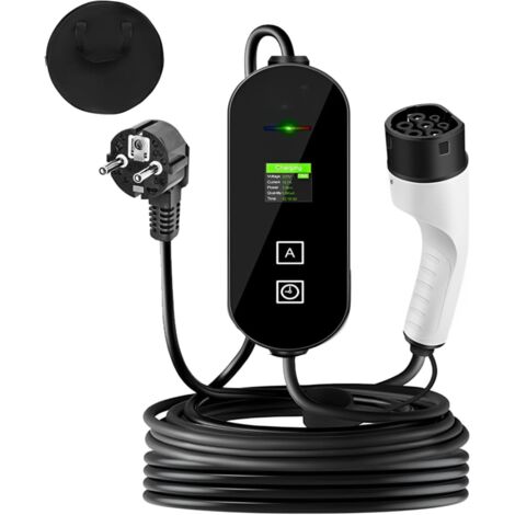 Câble de recharge pour voiture électrique de 10 mètres, chargeur portable de type 2, chargeur de voiture électrique 3,5 kW, chargeur fiable de type 2 avec prise européenne.