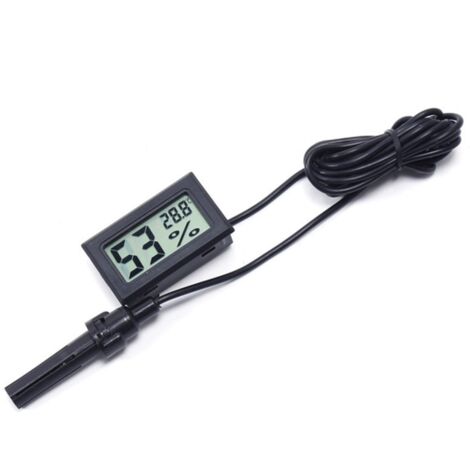 Thermomètre hygromètre 2 en 1 avec sonde – Écran LCD – Mesure -10°C à 50°C – Sonde 150 cm – Pour incubateur, chambre