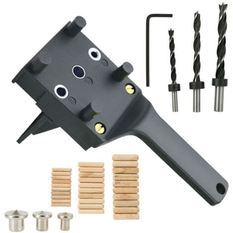 Kit de 41 pièces pour le perçage du bois : guide-trou droit, goujons de centrage, outil de perçage. (1/5)