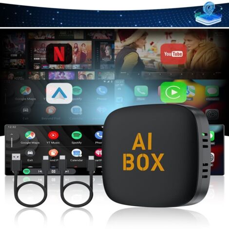 Adaptateur sans fil CarPlay 5-en-1 et adaptateur Android Auto compatible avec la conversion Ai Box. CarPlay prend en charge les cartes TF/clés USB et convient aux véhicules équipés d'un câble d'origin