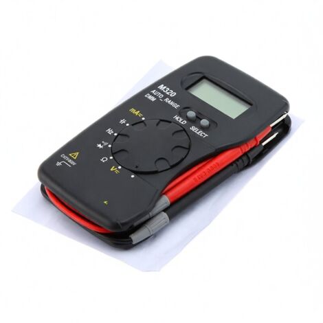 Multimètre numérique portable AIMO M320 de poche avec écran LCD, fonction de mesure de fréquence et de capacité, maintien des données et sélection automatique de la gamme.