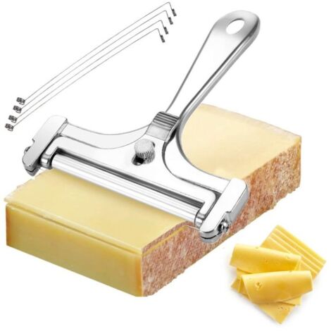 Ensemble de coupe-fromage en fil d'acier inoxydable, coupe-beurre, racloir à fromage réglable, coupe-fromage en fil 304, ustensile de cuisine avec 4 fils de rechange (1/5)