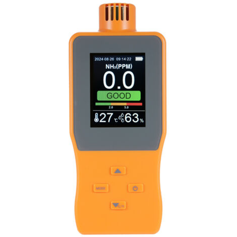 Détecteur de gaz ammoniac portable 0100 ppm, testeur de gaz NH³ numérique avec écran LCD, affichage de la température (°F/°C) et de l'humidité, moniteur de gaz ammoniac pour élevage de volailles