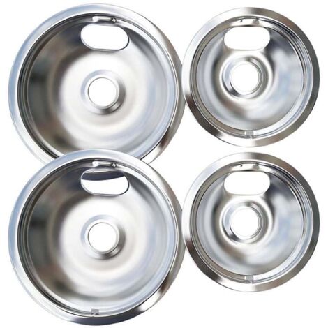 Ensemble de 4 bacs à graisse chromés ronds de 6/8 pouces pour plaque de cuisson électrique, accessoires de cuisine (1/5)