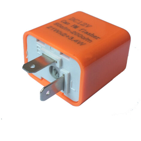 Relais clignotant LED 12 V à 2 broches, vitesse réglable, avec résistance et contrôle accéléré du clignotement, pour moto, couleur orange.