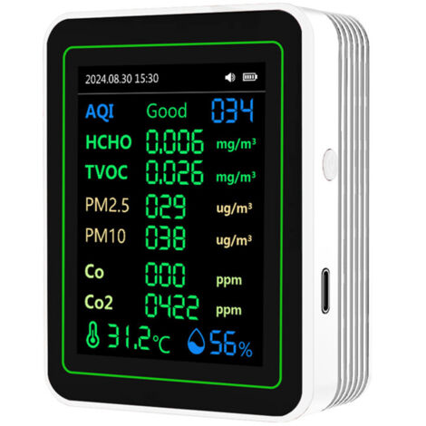 Capteur de CO ZN-MT14 12 en 1, compteur de HCHO, moniteur de CO2, PM2.5, courbe de détection de l'IQA du CO2