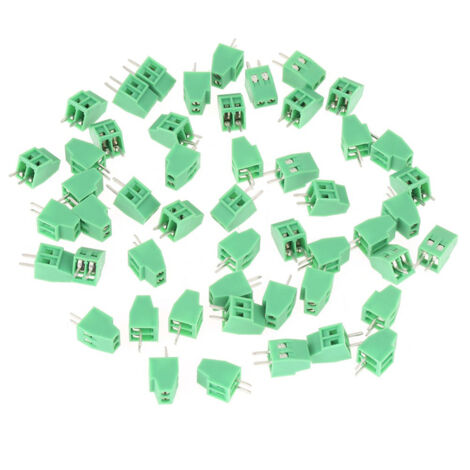 Lot de 50 borniers à vis, pas de 2,54 mm, 2 et 3 pôles, 2 broches, à souder