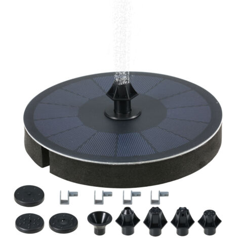 Fontaine solaire flottante 3W avec pompe et batterie 900mAh, idéale pour les bains d'oiseaux, les bassins de jardin et les terrasses. Équipée de 7 buses. (1/5)