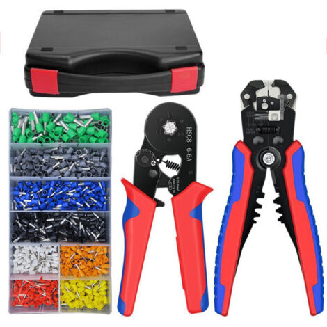 Kit d'outils de sertissage comprenant 800 connecteurs de fils, cosses à sertir isolées, mini-pince à sertir en métal, pince à dénuder les fils électriques, outils à main, pince à sertir HSC8 6-6A (1/5)