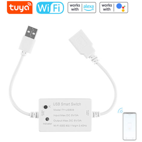 Module disjoncteur intelligent Tuya WIFI RF433 avec commande marche/arrêt à distance via application mobile, compatible avec Google Home pour la commande vocale. (1/5)