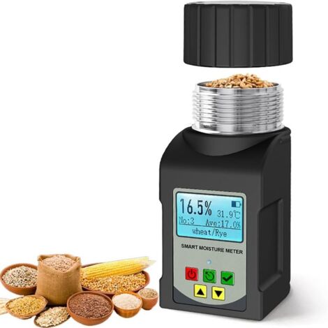 Humidimètre intelligent pour grains  Détection d'humidité pour 25 variétés de grains (café, cacao, maïs)  Précision ±0,5 %, annonce vocale, format portable