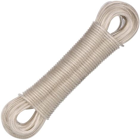 Corde à linge de 30 mètres (100 pieds), âme en acier robuste pour une utilisation extérieure, câble de 3 mm de diamètre, idéale pour le camping, le jardin, les voyages, la randonnée, la randonnée (120 (1/5)