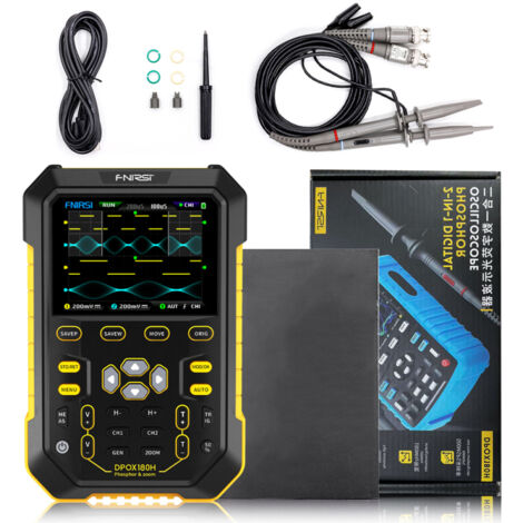 Oscilloscope numérique portable 2 en 1 – 2 canaux, générateur 20 MHz – Bande passante 180 MHz – Écran IPS 2,8″ – Instrument multifonction