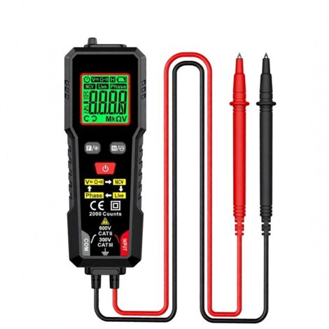 Multimètre numérique HABOTEST HT93, testeur de tension, voltmètre-ohmmètre 2000 points, sélection automatique de la gamme, mesure précise de la tension AC/DC et de la résistance, avec test de tension (1/5)