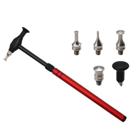 Outil de débosselage de voiture : marteau télescopique en alliage d'aluminium avec 5 embouts de frappe, kit d'outils de débosselage sans peinture, rouge