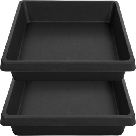 Lot de 2 soucoupes carrées pour plantes, grandes soucoupes extra-profondes en plastique, bacs de récupération d'eau, soucoupes pour pots de fleurs, soucoupes pour plantes en pot d'intérieur et d'extér
