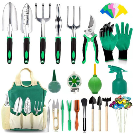 Ensemble de 23 outils de jardin avec vaporisateur, outils et fournitures de jardinage pour la taille, la plantation de fleurs et le désherbage. Vente en gros transfrontalière. (1/5)
