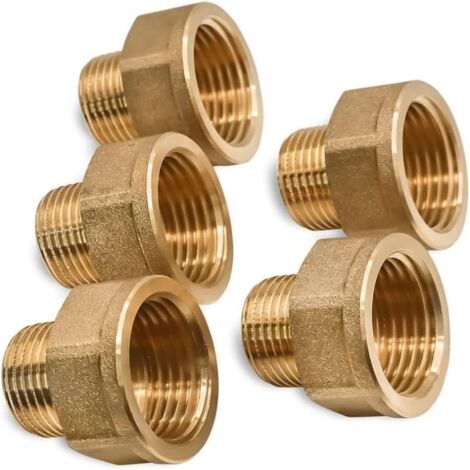 Lot de 5 adaptateurs en laiton – Réduction 3/4" mâle vers 1" femelle – Filetage NPT – Anti-corrosion – Pour plomberie, irrigation, air comprimé