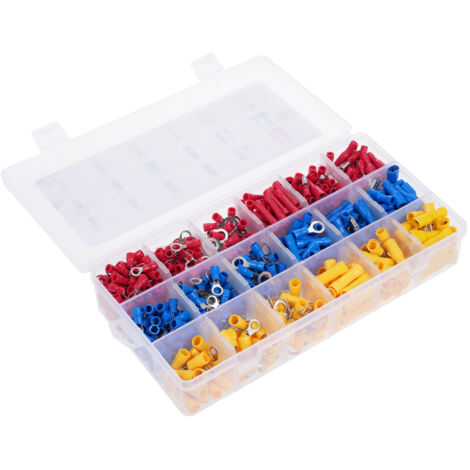 Kit de 700 connecteurs électriques, cosses à sertir isolées, assortiment de connecteurs à anneau, à fourche et à déconnexion rapide.