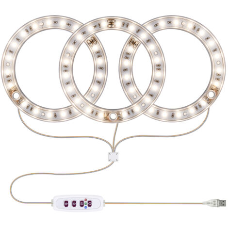 Lampe de croissance LED à spectre complet pour plantes, avec 20 LED, minuterie 8h/12h/16h, 5 niveaux de luminosité, hauteur réglable, port USB, anneau lumineux pour plantes succulentes.