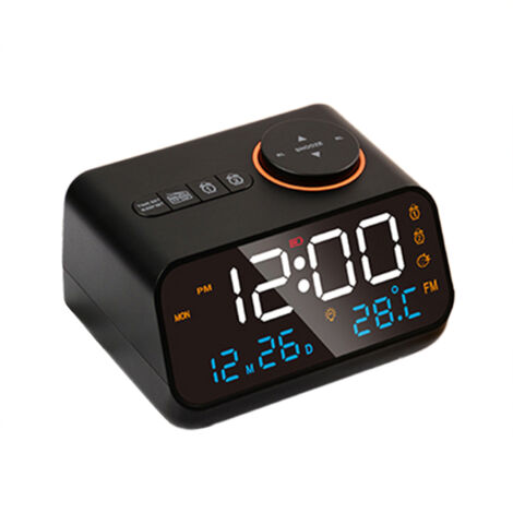 Réveil numérique avec grand écran LED, variateur de 0 à 100 %, radio FM, minuterie de sommeil, machine sonore, double alarme, thermomètre snooze pour adultes, personnes âgées et enfants (1/5)