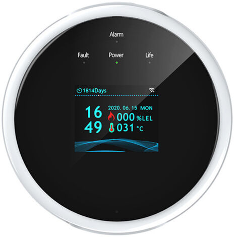 Tuya Wifi capteur de gaz naturel détecteur d'alarme de gaz Combustible Intelligent domestique capteur de fuite de gaz Compatible avec Amazon Alexa Google Assistant (1/5)