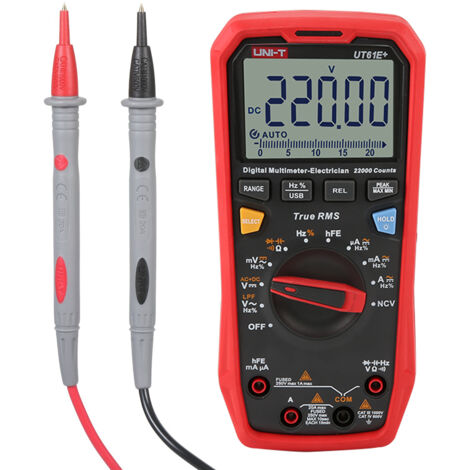 Multimètre numérique UT61E+ Testeur NCV professionnel de haute précision à plage automatique Multimètre True RMS Testeur multifonctionnel Instrument de mesure électrique Prise en charge de la transmi (1/5)