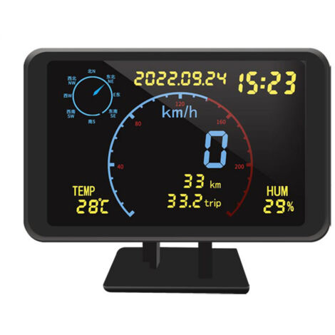 Lifcausal – Compteur de vitesse GPS numérique 4,7 pouces – Écran LCD anti-reflets – Alarme de sur-vitesse – Triple réception satellitaire