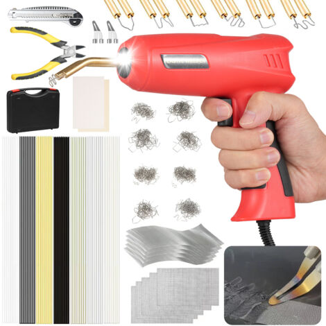Soudeur plastique 150 W, agrafeuse à chaud portative 2 en 1, agrafeuse à chaud 800 pièces, 56 tiges de soudage en plastique PP, couteau, pince Kit de réparation de pare-chocs de voiture pour la plupa (1/5)