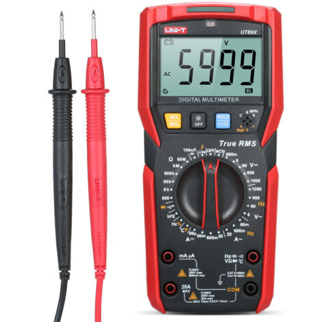 Multimètre numérique,UT89X Mini compteur universel portatif de haute précision 6000 points Écran LCD True RMS Mesure de la tension AC/DC Résistance du courant Capacité Fréquence