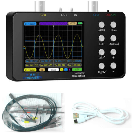 Oscilloscope numérique portable compact Taux d'échantillonnage de 50 M Bande passante analogique de 10 M Oscilloscope de courant portatif Réparations de téléphones portables Motifs de Lissajous Mesur