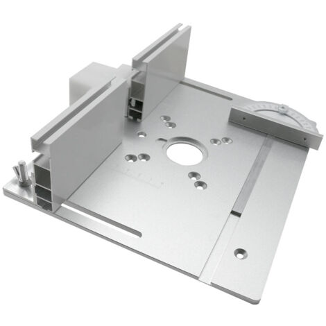 Lot de 3 plaques d'insertion de table de toupie, planche à rabat de fraisage de bois en alliage d'aluminium, avec jauge à onglets, argent (1/5)
