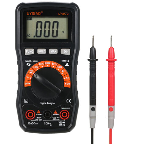 LIFCAUSAL Multimètre Numérique UA973 Auto avec NCV TRMS 2000 Points Analyseur Moteur et Multimètre Polyvalent pour Diagnostic Automobile (1/5)