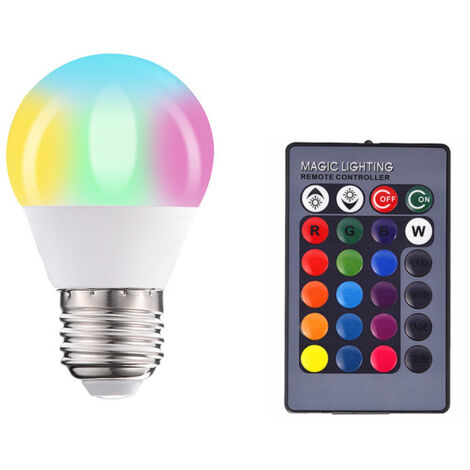 Ampoule LED RGBW 16 couleurs RVB + blanche 3 W, lumière colorée décorative pour la maison avec télécommande (1/5)