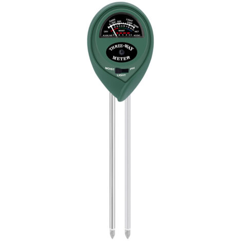 Testeur de pH du sol 3 en 1 avec lumière d'humidité Outil de jardinage pour pelouse de ferme Intérieur Extérieur Aucune batterie nécessaire Vert foncé (1/5)