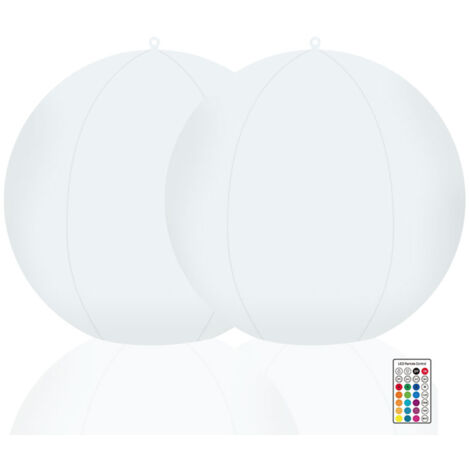 Lot de 2 lampes solaires flottantes pour piscine RGBW à changement de couleur IP68, étanches, télécommande, minuterie, lumière d'ambiance suspendue pour cour, jardin, pelouse, plage (1/5)
