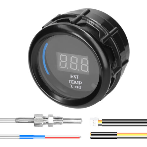 Jauge de température des gaz d'échappement 52 mm, affichage LED numérique de la température extérieure de la voiture EGT (40-120) ℃ x10 avec fonction d'alarme de capteur pour voiture, camion, moto (1/5)